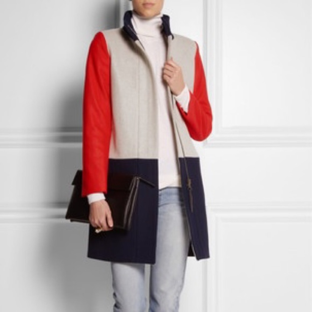 colorblock wool coat